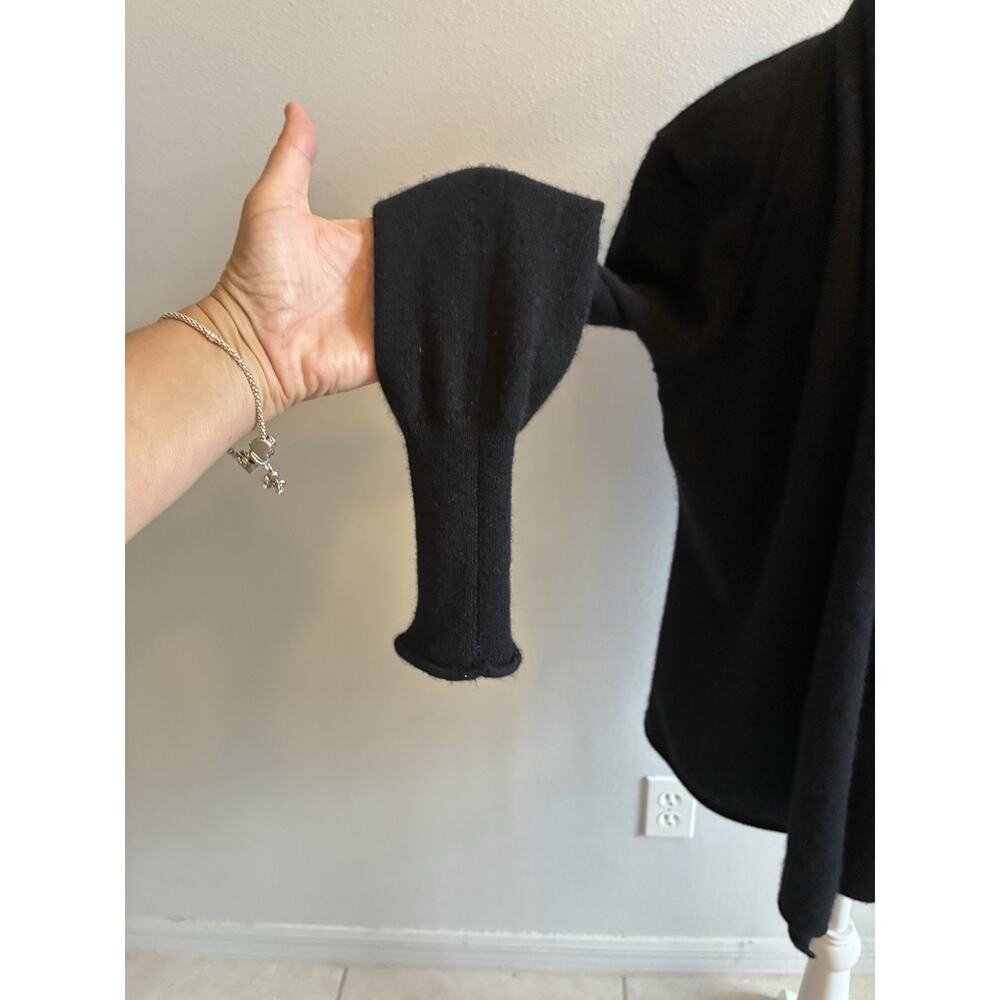 Aqua Cashmere Black Cardigan Sweater S Open Quiet Luxury Minimalist Lagenlook - Picture 11 of 11